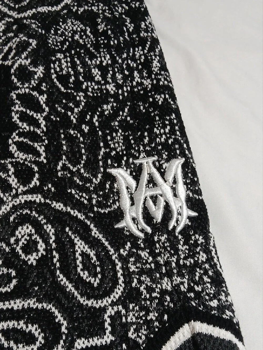 AMIRI Black and White Bandana Print Athletic Shorts